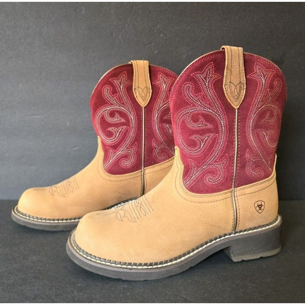 Ariat Boots Womens 10B Fatbaby Western Style 10026116 Burgundy Red Rodeo Cowgirl
